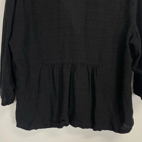 Eileen Fisher Jacket Womens Size Large Black Button Front Linen Button Front - Picture 5 of 10